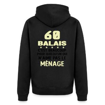 60 balais Drôle Cadeau Anniversaire 60 ans - Veste à capuche bio Premium Unisexe - noir - Dos - Nico (187cm)