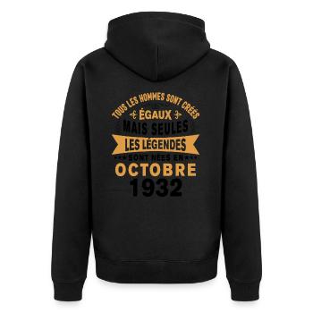 Les légendes sont nées en Octobre 1932 Cadeau - Veste à capuche bio Premium Unisexe - noir - Dos - Nico (187cm)
