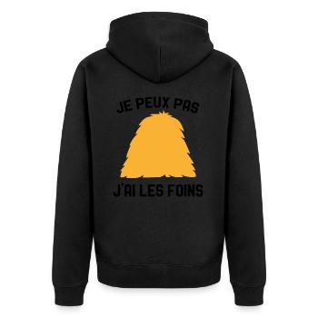 Je Peux Pas J'ai Les Foins Humour Agriculteur - Veste à capuche bio Premium Unisexe - noir - Dos - Nico (187cm)