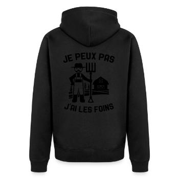Je Peux Pas J'ai Les Foins Cadeau Agriculteur - Veste à capuche bio Premium Unisexe - noir - Dos - Nico (187cm)