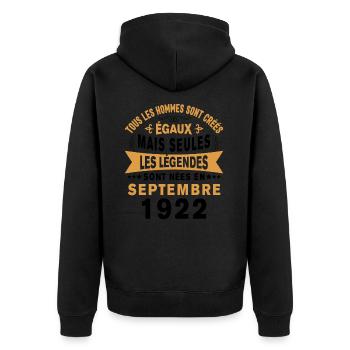 Les Légendes Sont Nées En Septembre 1922 Cadeau - Veste à capuche bio Premium Unisexe - noir - Dos - Nico (187cm)