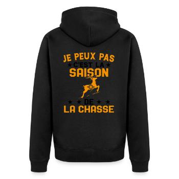 C'est La Saison De La Chasse Humour Chasseur - Veste à capuche bio Premium Unisexe - noir - Dos - Nico (187cm)