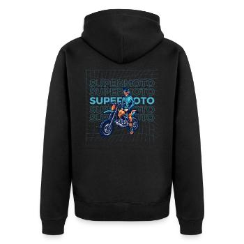 Blue Supermoto - Unisex Premium Bio Zip Hoodie - Schwarz - Hinten - Nico (187cm)