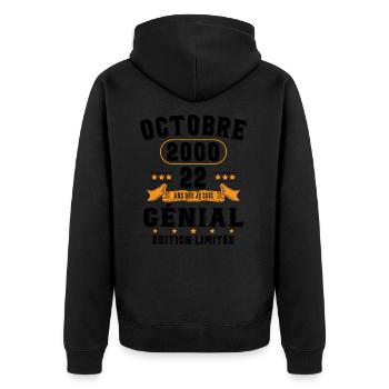 22 Ans Anniversaire Vintage Né(e) en Octobre 2000 - Veste à capuche bio Premium Unisexe - noir - Dos - Nico (187cm)