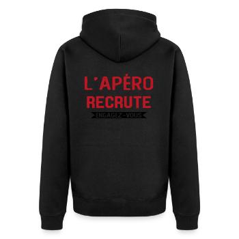 L'apéro Recrute Engagez-vous - Veste à capuche bio Premium Unisexe - noir - Dos - Nico (187cm)