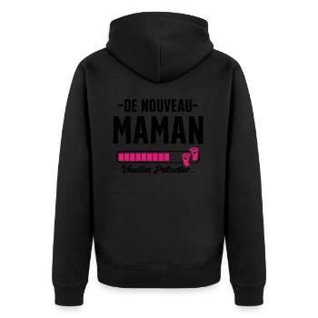 Femme Maman Cadeau Nouvelle Naissance Future - Veste à capuche bio Premium Unisexe - noir - Dos - Nico (187cm)