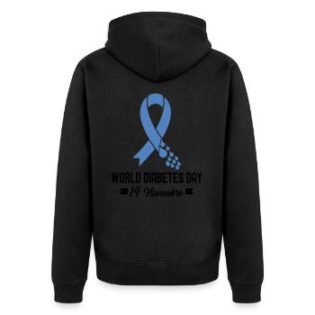 Journée mondiale du diabète de sensibilisation - Veste à capuche bio Premium Unisexe - noir - Dos - Nico (187cm)