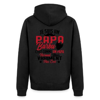 Papa Barbu Humour Cadeau Fête des Pères - Veste à capuche bio Premium Unisexe - noir - Dos - Nico (187cm)