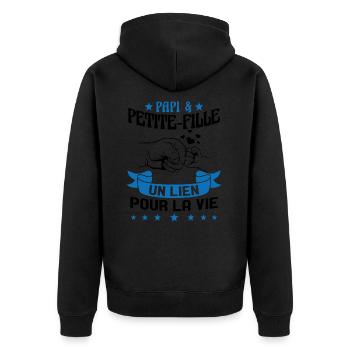 Papi & Petite Fille Grand Père Papy Cadeau - Veste à capuche bio Premium Unisexe - noir - Dos - Nico (187cm)
