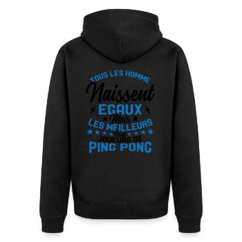 Hommes égaux les meilleurs jouent au ping-pong - Veste à capuche bio Premium Unisexe - noir - Dos - Nico (187cm)