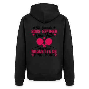 Une fille et joueur de ping pong Cadeau Humour - Veste à capuche bio Premium Unisexe - noir - Dos - Nico (187cm)