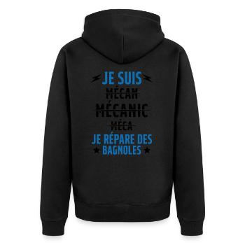 Je suis un Super Mecanicien - idée cadeau - Veste à capuche bio Premium Unisexe - noir - Dos - Nico (187cm)