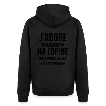 J'adore quand Ma Copine - Veste à capuche bio Premium Unisexe - noir - Dos - Nico (187cm)