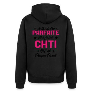 Je ne Suis pas Parfaite Mais je suis Chti Cadeau - Veste à capuche bio Premium Unisexe - noir - Dos - Nico (187cm)