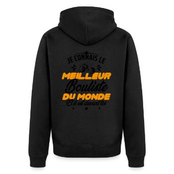 Meilleur Bouliste Humour Pétanque Homme Cadeau - Veste à capuche bio Premium Unisexe - noir - Dos - Nico (187cm)