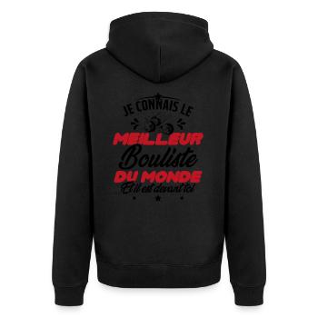 Meilleur Bouliste Humour Pétanque Homme Cadeau - Veste à capuche bio Premium Unisexe - noir - Dos - Nico (187cm)