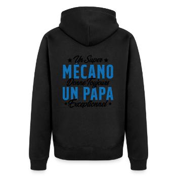 Mécano Papa Cadeau Drôle Fête Des Pères Garagiste - Veste à capuche bio Premium Unisexe - noir - Dos - Nico (187cm)