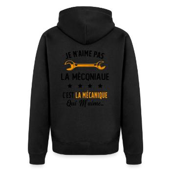 C'est la Mécanique Qui M'aime Cadeau Humour - Veste à capuche bio Premium Unisexe - noir - Dos - Nico (187cm)