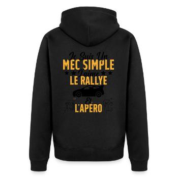 Mec Simple Rallye Apero Humour Rallye Automobile - Veste à capuche bio Premium Unisexe - noir - Dos - Nico (187cm)