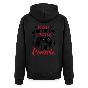 Humour la derniere fois je peux pas j'ai console - Veste à capuche bio Premium Unisexe - noir - Dos - Nico (187cm)