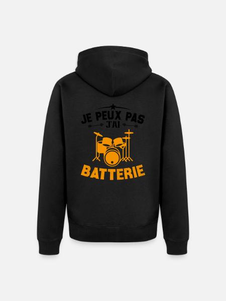 je peux pas j'ai batterie - Veste à capuche bio Premium Unisexe - noir