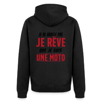 Je ne ronfle pas je rêve de moto ma passion - Veste à capuche bio Premium Unisexe - noir - Dos - Nico (187cm)