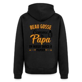 Beau Gosse Comme Papa Cadeau Maman Body Enceinte - Veste à capuche bio Premium Unisexe - noir - Dos - Nico (187cm)