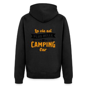 La vie est plus belle en Camping-car humour cadeau - Veste à capuche bio Premium Unisexe - noir - Dos - Nico (187cm)