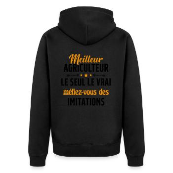 Meilleur agriculteur le seul cadeau homme humour - Veste à capuche bio Premium Unisexe - noir - Dos - Nico (187cm)