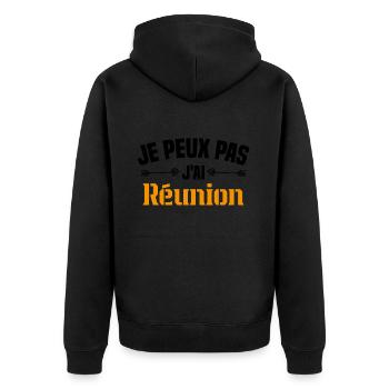 je peux pas j'ai Réunion Cadeau Humour - Veste à capuche bio Premium Unisexe - noir - Dos - Nico (187cm)