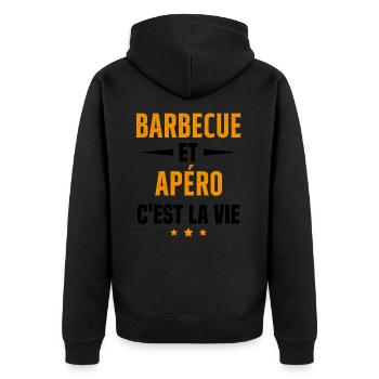 Barbecue et apéro c'est la vie vacances d'été - Veste à capuche bio Premium Unisexe - noir - Dos - Nico (187cm)