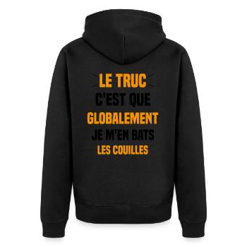 Le Truc C'est Que Je M'en Bats Les Couilles - Veste à capuche bio Premium Unisexe - noir - Dos - Nico (187cm)