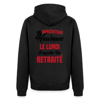 Agriculteur Heureux le lundi S'appelle un Retraité - Veste à capuche bio Premium Unisexe - noir - Dos - Nico (187cm)