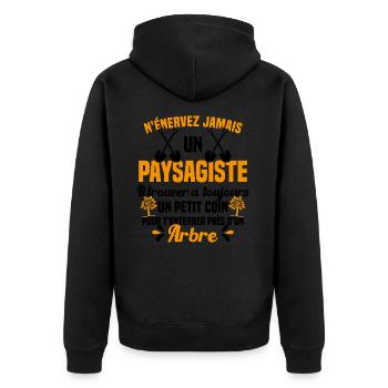 Paysagiste et jardinier cadeau humour - Veste à capuche bio Premium Unisexe - noir - Dos - Nico (187cm)