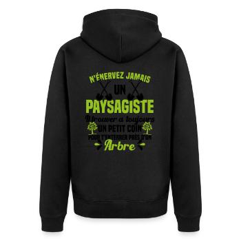 Paysagiste et jardinier cadeau humour - Veste à capuche bio Premium Unisexe - noir - Dos - Nico (187cm)