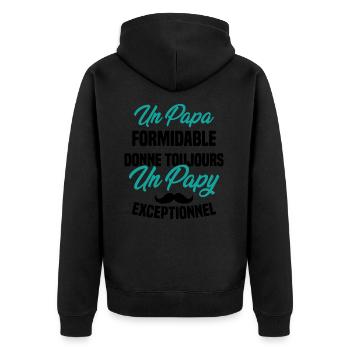 Papa Formidable Donne Toujours Papy Exceptionnel - Veste à capuche bio Premium Unisexe - noir - Dos - Nico (187cm)