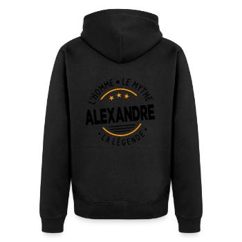 Alexandre L'Homme Le Mythe La Légende Cadeau - Veste à capuche bio Premium Unisexe - noir - Dos - Nico (187cm)