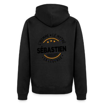 Sébastien L'Homme LeMythe La Légende Cadeau Humour - Veste à capuche bio Premium Unisexe - noir - Dos - Nico (187cm)