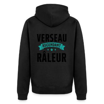 Verseau ascendant râleur cadeau humour signe - Veste à capuche bio Premium Unisexe - noir - Dos - Nico (187cm)
