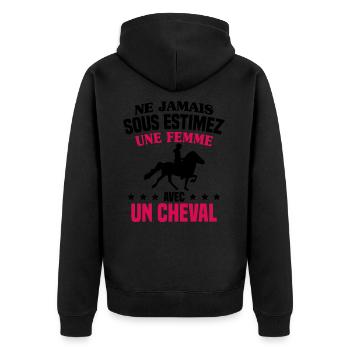 cadeau humour cheval / femme à cheval - Veste à capuche bio Premium Unisexe - noir - Dos - Nico (187cm)