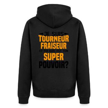 Tourneur fraiseur Cadeau drôles - Veste à capuche bio Premium Unisexe - noir - Dos - Nico (187cm)