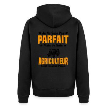 Pas parfait mais je suis un papa agriculteur Cool - Veste à capuche bio Premium Unisexe - noir - Dos - Nico (187cm)