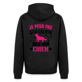 je peux pas j'ai câlins avec mon chien humour - Veste à capuche bio Premium Unisexe - noir - Dos - Nico (187cm)