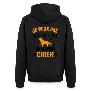 je peux pas j'ai câlins avec mon chien humour - Veste à capuche bio Premium Unisexe - noir - Dos - Nico (187cm)