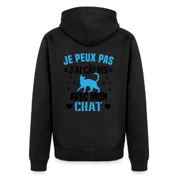 je peux pas j'ai câlins avec mon chat Cadeau - Veste à capuche bio Premium Unisexe - noir - Dos - Nico (187cm)