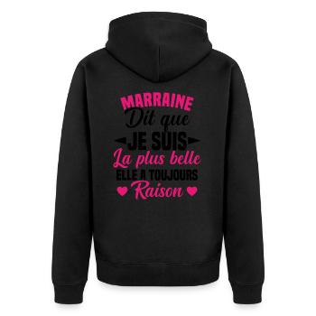 marraine dit que je suis la plus belle cadeau - Veste à capuche bio Premium Unisexe - noir - Dos - Nico (187cm)
