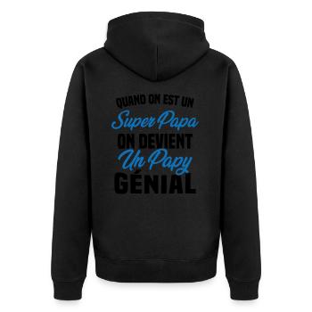 Quand On Est Super Papa On Devient Papy Génial - Veste à capuche bio Premium Unisexe - noir - Dos - Nico (187cm)