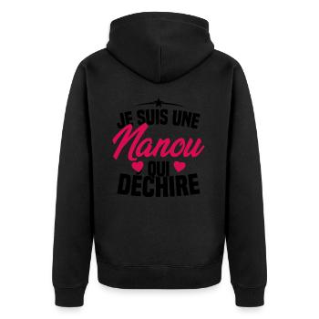 Je suis une Nanou qui Déchire Cadeau Anniversaire - Veste à capuche bio Premium Unisexe - noir - Dos - Nico (187cm)