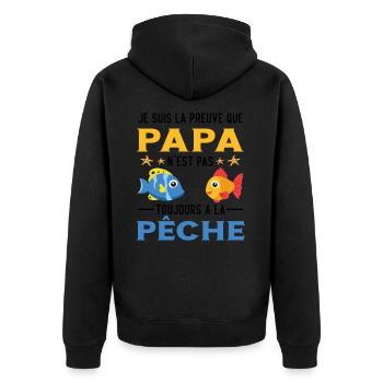 Papa Pêche Pêcheur Bébé Nourrisson Naissance - Veste à capuche bio Premium Unisexe - noir - Dos - Nico (187cm)