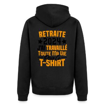 Retraité 2024 j'ai travaillé toute ma vie - Veste à capuche bio Premium Unisexe - noir - Dos - Nico (187cm)